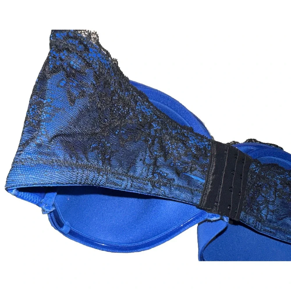 Torrid Bra 42C Royal Blue Black Multi-Way Lace Underwire Strapless